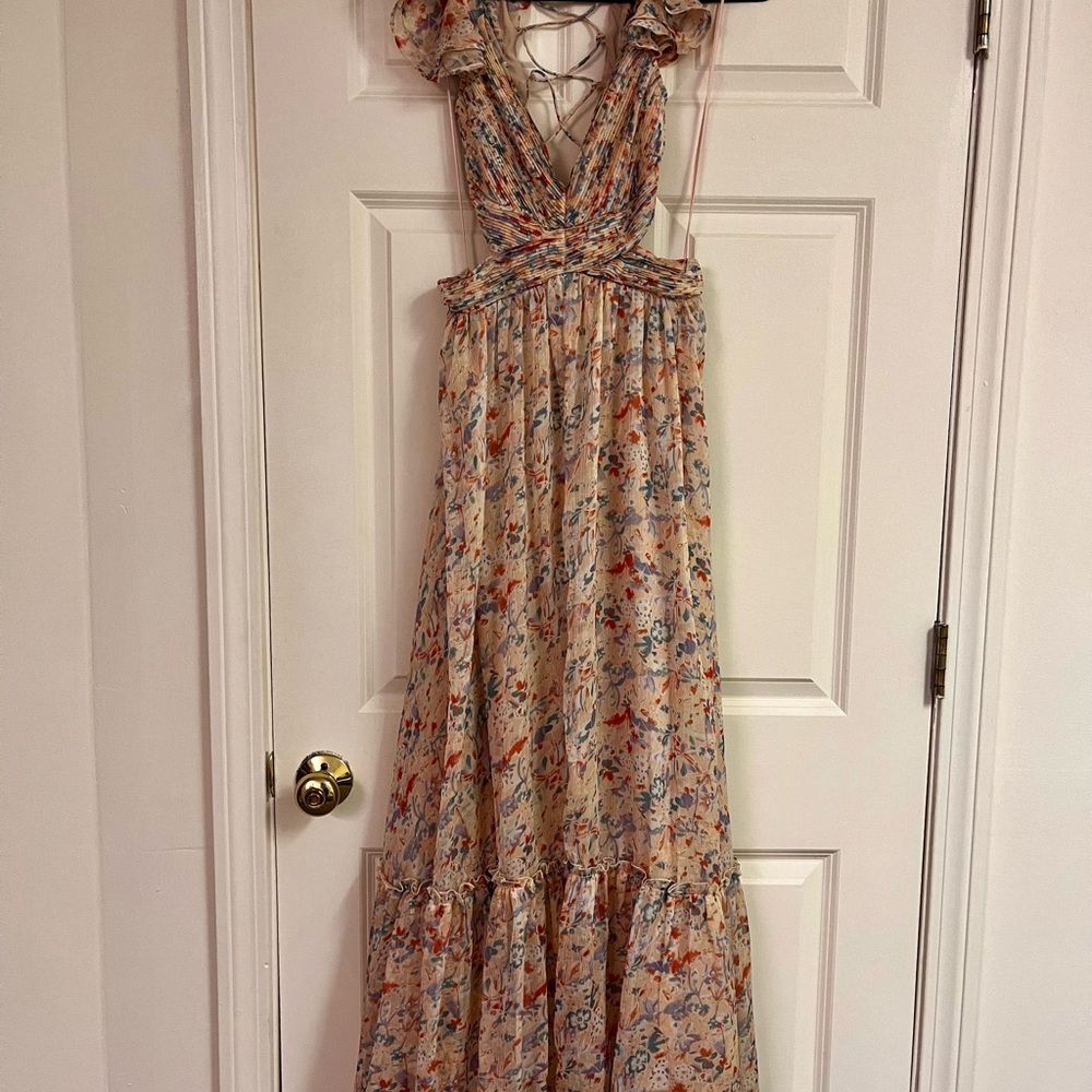 ASTR The Label Primrose Floral Strappy Back Maxi Peach Dress - Picture 5 of 9